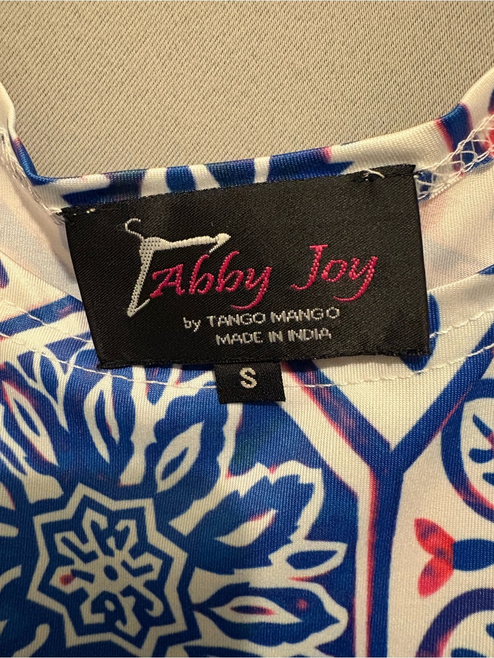 Sleeveless Dress in Blue & Pink Tile Print - Picture 2 of 4